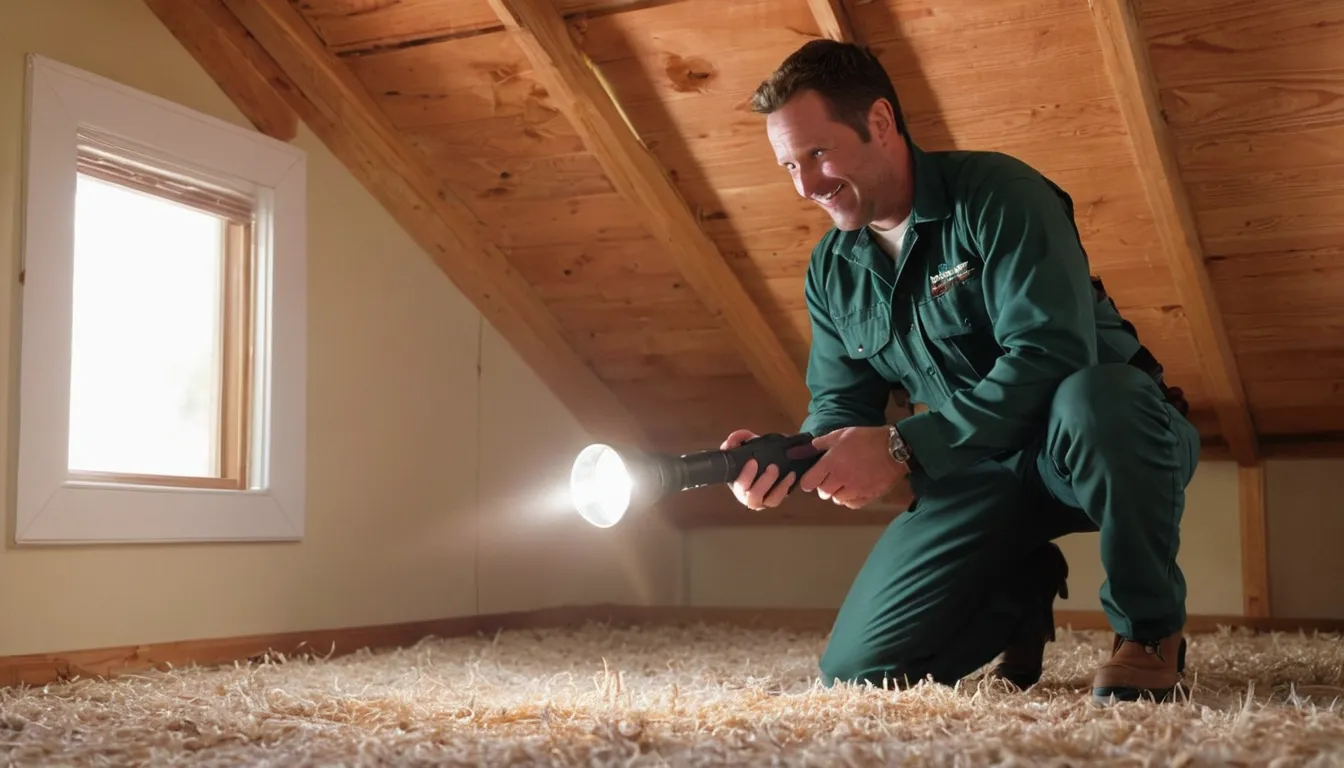A friendly local provider inspecting a home attic and roofline in New Orleans with a homeowner nearby